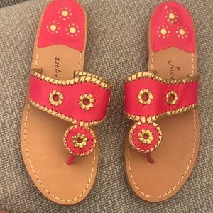 Jack Rogers Pink Leather Sandals with Gold Trim 8.5